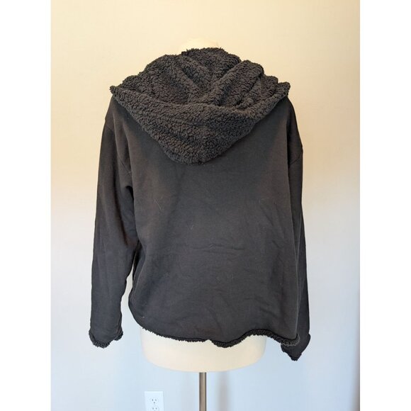 NEW VS PINK Reversible Sherpa-Lined Hoodie Black Multicolor Logo Medium - Picture 2 of 6